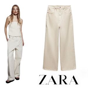 ZARA | Ecru | ZW MID-RISE LOOSE FIT JEANS
